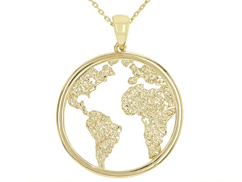 Global Destinations™ 18k Yellow Gold Over Brass World Pendant With Chain