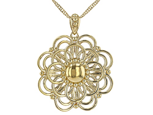 Global Destinations™18k Yellow Gold Over Brass Flower Pendant With Chain