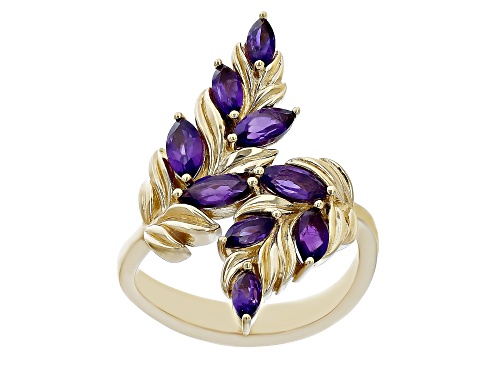 Global Destinations™ 1.30ctw African Amethyst 18k Yellow Gold Over Sterling Silver Bypass Ring - Size 9