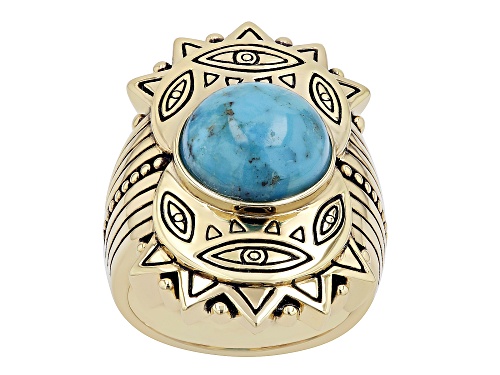 Photo of Global Destinations™ Blue Turquoise 18k Yellow Gold Over Brass Ring - Size 8