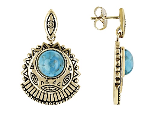 Photo of Global Destinations™ 10mm Blue Turquoise 18k Yellow Gold Over Brass Dangle Earrings
