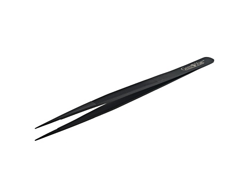 6 1/4 inch Extra Fine Tip Stainless Steel Gemstone Tweezers With Black Finish