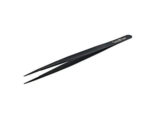 6 1/4 inch Fine Tip Stainless Steel Gemstone Tweezers With Black Finish