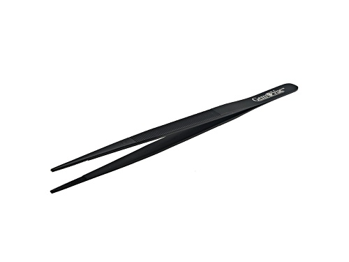6 1/4 inch Extra Large Tip Stainless Steel Gemstone Tweezers With Black Finish