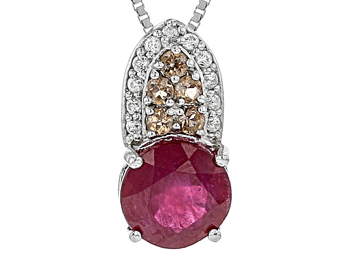 Photo of 2.38ct Mahaleo® Ruby With .16ctw Andalusite And .12ctw White Zircon Silver Pendant With Chain