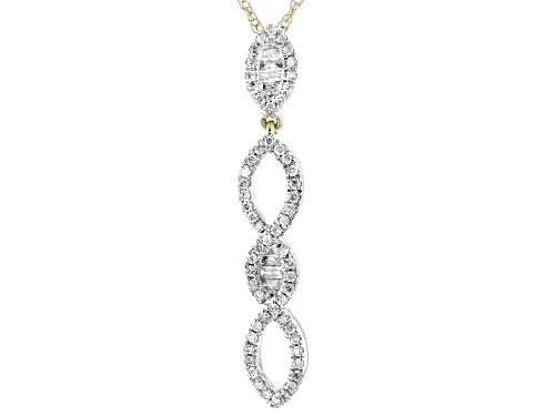 0.33ctw Round And Baguette White Diamond 10K Yellow Gold Pendant With 18 Inch Chain
