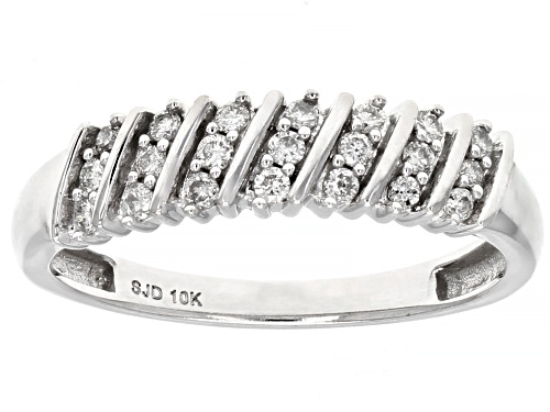 0.20ctw Round White Diamond 10K White Gold Band Ring - Size 7
