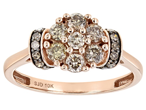 Photo of 0.60ctw Round Champagne Diamond 10k Rose Gold Cluster Ring - Size 5