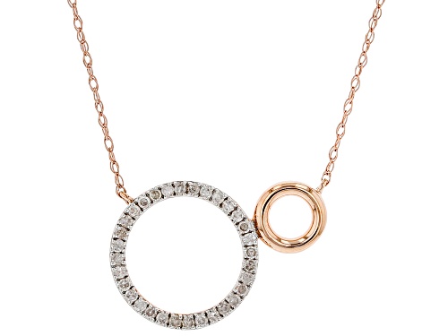 0.16ctw Round White Diamond 10K Rose Gold Circle Necklace - Size 18