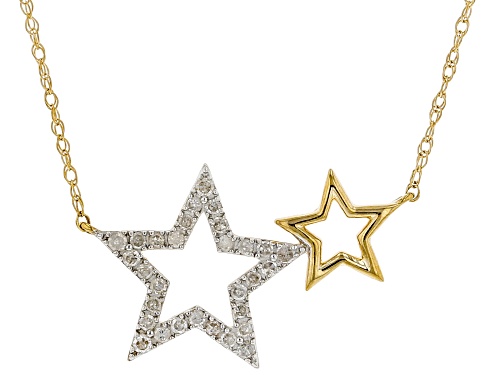 0.16ctw Round White Diamond 10K Yellow Gold Star Necklace - Size 18