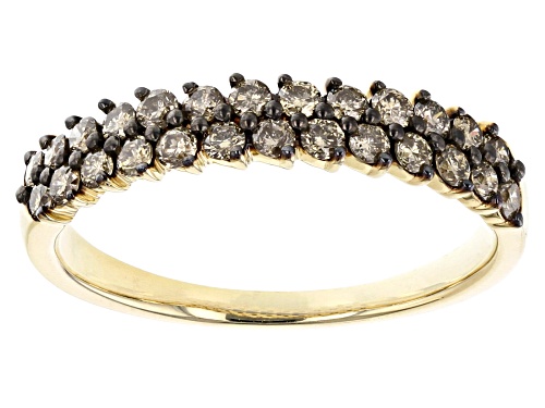 Photo of 0.60ctw Round Champagne Diamond 10K Yellow Gold Band Ring - Size 7