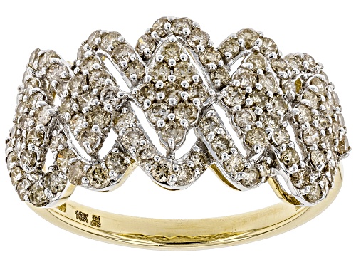 1.00ctw Round Candlelight Diamonds™ 10K Yellow Gold Wide Band Ring - Size 7