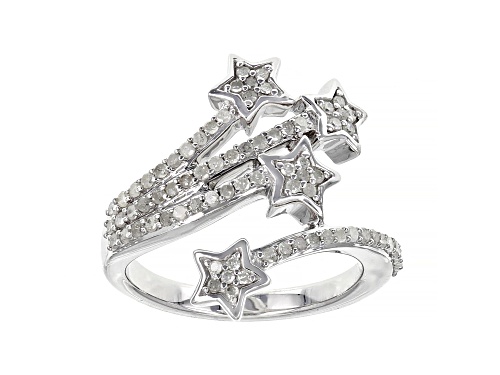 Photo of 0.50ctw Round White Diamond Rhodium Over Sterling Silver Star Bypass Ring - Size 7