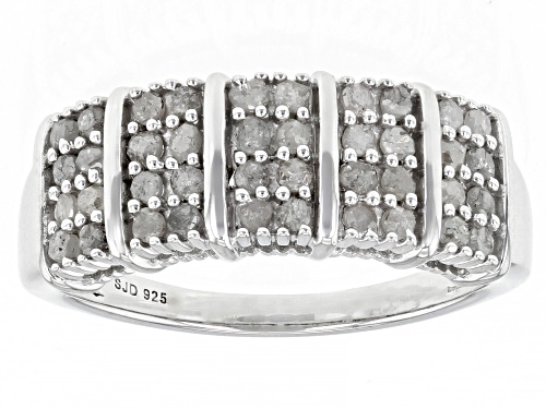 Photo of 0.70ctw Round White Diamond Rhodium Over Sterling Silver Wide Band Ring - Size 6