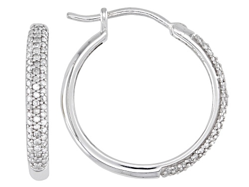 Photo of 0.40ctw Round White Diamond Rhodium Over Sterling Silver Hoop Earrings