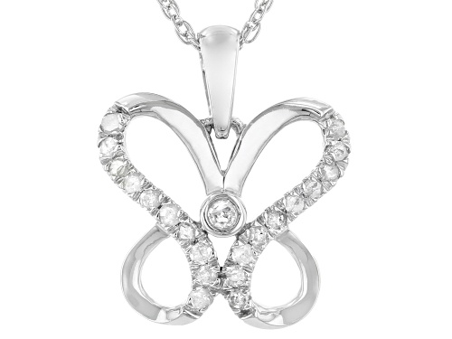 Photo of 0.15ctw Round White Diamond Rhodium Over Sterling Silver Pendant W/ 18" Rope Chain