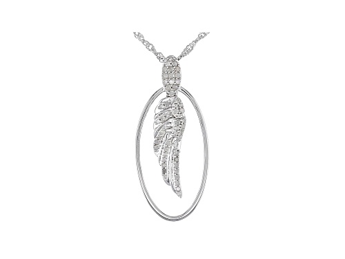 Photo of 0.35ctw Round White Diamond Rhodium Over Sterling Silver Angel Wing Pendant With Singapore Chain