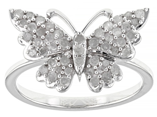 Photo of 0.55ctw Round White Diamond Rhodium Over Sterling Silver Butterfly Ring - Size 6