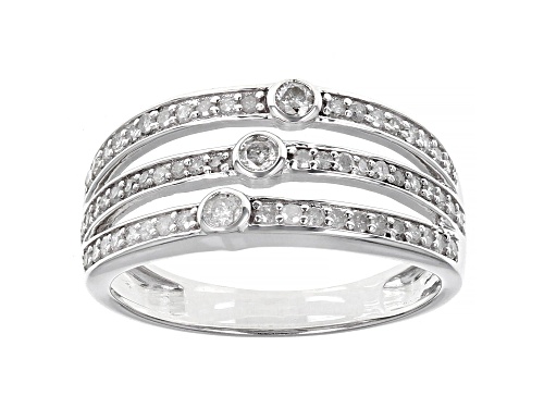 Photo of 0.35ctw Round White Diamond Rhodium Over Sterling Silver Multi-Row Ring - Size 7