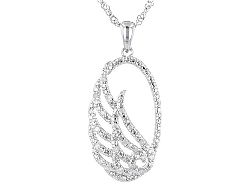 Photo of 0.15ctw Round White Diamond Rhodium Over Sterling Silver Angel Wing Pendant With Chain