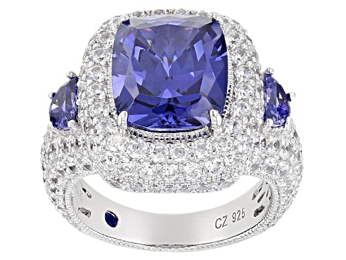 Photo of Vanna K ™ For Bella Luce ® 15.18ctw Tanzanite Simulant & Diamond Simulant Platineve® Ring - Size 11