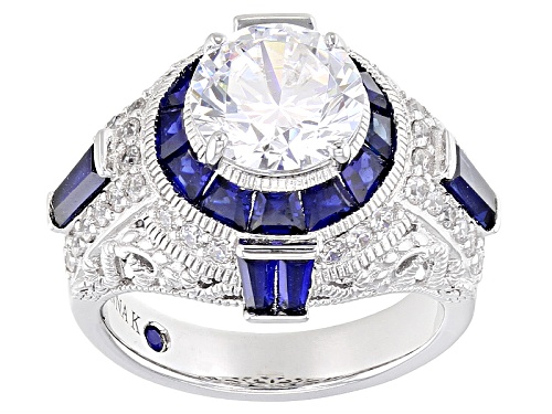Photo of Vanna K ™ For Bella Luce ®7.61ctw Lab Crtd Sapphire & White Diamond Simulant Platineve®Ring - Size 6