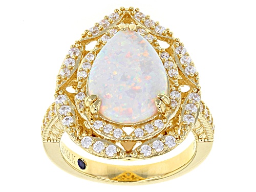 Vanna K ™ For Bella Luce ® 2.66ctw White Lab Opal & White Diamond Simulnts Eterno ™ Yellow Ring - Size 8