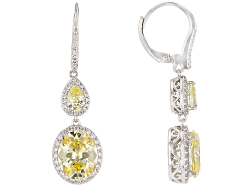 Photo of Vanna K™For Bella Luce®13.84ctw Canary And White Diamond Simulants Platineve®Earrings (9.24ctw DEW)