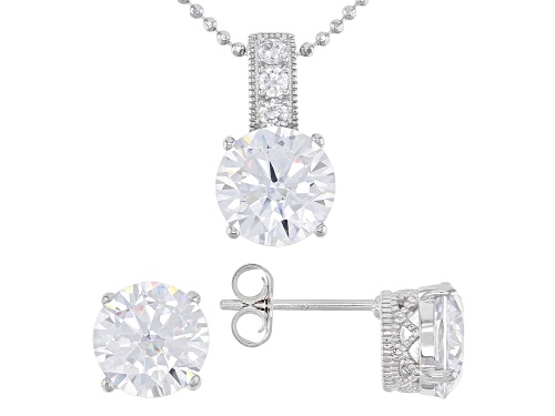 Vanna K™ For Bella Luce ® 9.09ctw White Diamond Simulant Platineve ® Pendant W/Chain & Earrings Set.