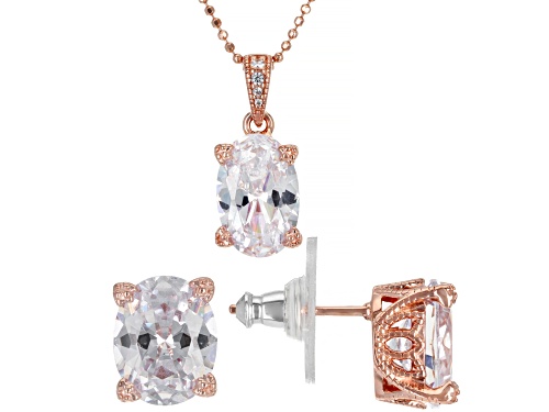 Photo of Vanna K ™ For Bella Luce ® 12.74ctw Eterno™ Rose Gold Pendant With Chain and Earrings Set.