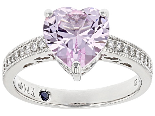 Vanna K™ For Bella Luce® 2.88ctw Lab Sapphire & White Diamond Simulant Platineve® Heart Shape Ring - Size 8