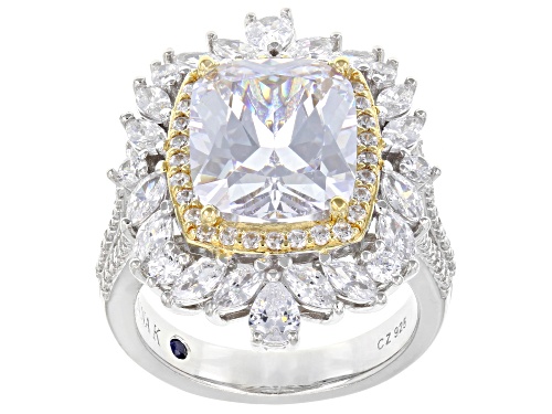 Vanna K® for Bella Luce® 12.21ctw White Diamond Simulants Platineve™ and Eterno™ Yellow Ring - Size 6