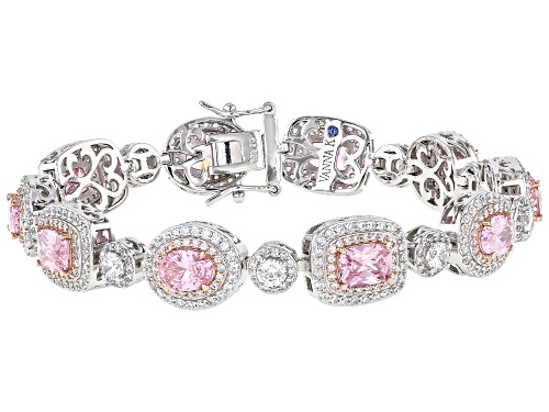 Vanna K™ Bella Luce® 21.63ctw Pink and White Diamond Simulants Platineve® Bracelet (13.10ctw DEW) - Size 8