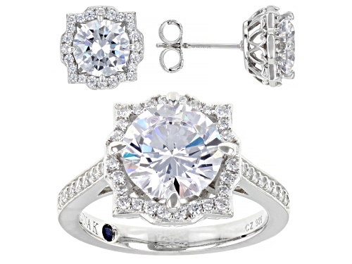 Vanna K™ For Bella Luce® 9.68ctw White Diamond Simulant Platineve® Ring And Earring Set