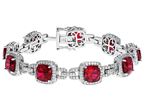 Vanna K™ For Bella Luce® 26.61ctw Lab Ruby And White Diamond Simulants Platineve® Tennis Bracelet - Size 8