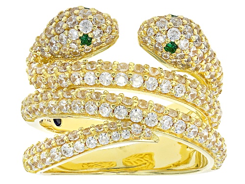 Vanna K™ For Bella Luce® 5.16ctw Emerald And White Diamond Simulants Eterno™ Yellow Snake Ring - Size 6
