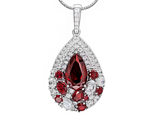 Kolore By Vanna K ™ 11.76ctw Ruby Simulant & Diamond Simulant Platineve® Pendant With Chain