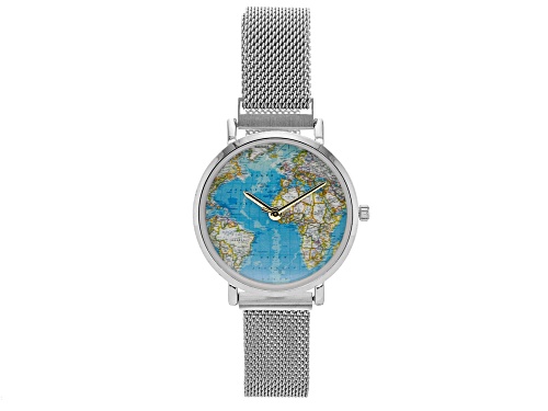 Photo of Ladies Silver Tone Stainless Steel Mesh Band Watch With Magnetic Clasp