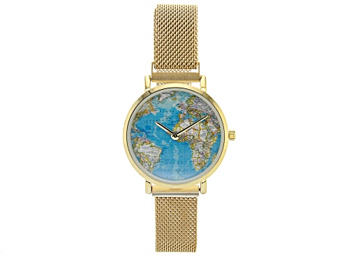 Photo of Ladies Gold Tone Stainless Steel Mesh Band Watch With Magnetic Clasp