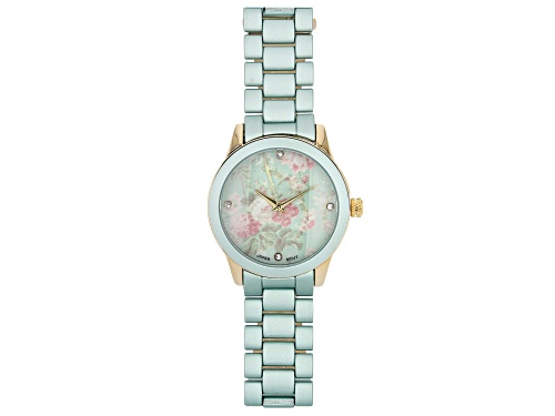 Photo of Picard & Cie Ladies Mint Aluminum Coated Watch With Floral Dial & White Crystal