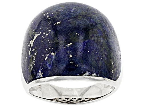 Photo of 22X19.5MM FREE-FORM CABOCHON LAPIS LAZULI RHODIUM OVER STERLING SILVER RING - Size 7