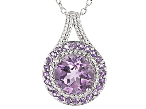 Photo of 2.00ctw Round Lavender Amethyst Rhodium Over Sterling Silver Slide with Chain