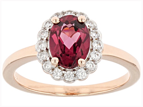 1.04ctw Raspberry Rhodolite With 0.14ctw White Zircon 18k Rose Gold Over Sterling Silver Ring - Size 10