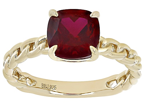Photo of 2.07ct Square Cushion Lab Created Ruby 18k Yellow Gold Over Sterling Silver Ring - Size 9