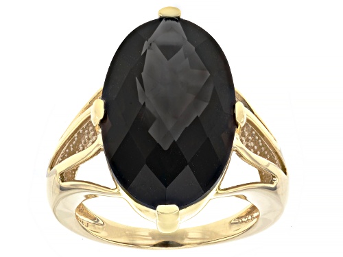 Photo of 10.65ct Oval Smoky Quartz 18k Yellow Gold Over Sterling Silver Ring - Size 6