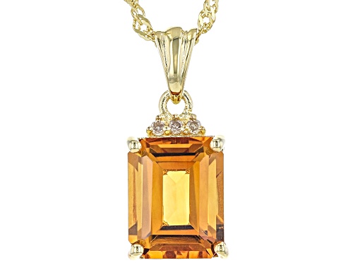 2.83ctw Madeira Citrine With Candlelight Diamonds 18k Yellow Gold Over Silver Pendant with Chain