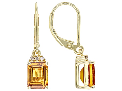 2.60ctw Madeira Citrine With Candlelight Diamonds 18k Yellow Gold Over Silver Earrings