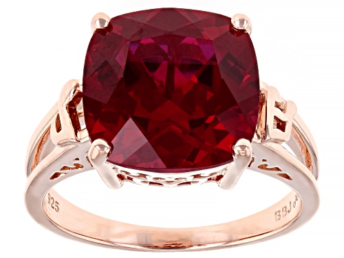 Photo of 6.80ct Lab Created Ruby 18k Rose Gold Over Sterling Silver Solitaire Ring - Size 8