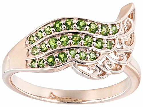 Photo of 0.28ctw Chrome Diopside 18k Rose Gold Over Sterling Silver Feather Ring - Size 8