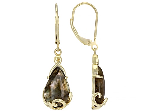 Photo of 16x10mm Labradorite 18k Yellow Gold Over Sterling Silver Earrings